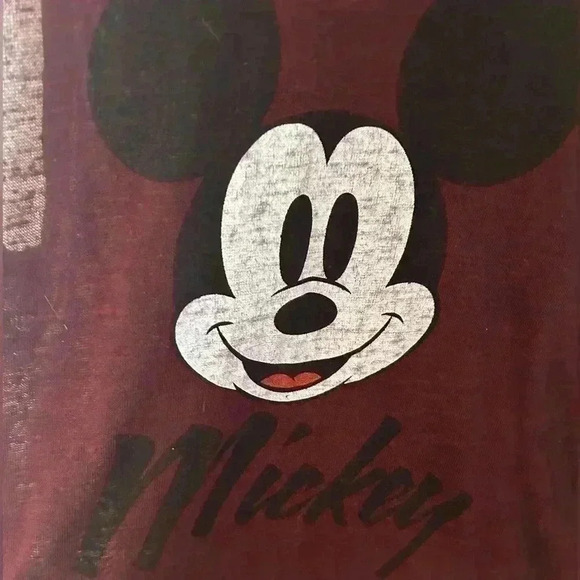 Disney Mickey Mouse Muscle T-Shirt sleeveless tank. Maroon. Sheer. - Picture 2 of 9